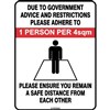 1 PERSON PER 4SQM SIGN