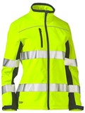 BISLEY WOMENS TAPED TWO TONE HI VIS SOFT SHELL JACKET