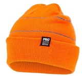 ORANGE BEANIE WITH RETRO REFLECTIVE STRIPES