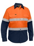 BISLEY INDUSTRIAL TAPED HI VIS COOL LIGHTWEIGHT COTTON VENTED DRILL SHIRT