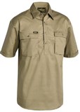 BISLEY CLOSED FRONT COTTON DRILL SHIRT SSLEEVE