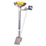 PRATT PEDESTAL MOUNTED TRIPLE NOZZLE EYE  FACE WASH WITH BOWL AND FOOT TREADLE